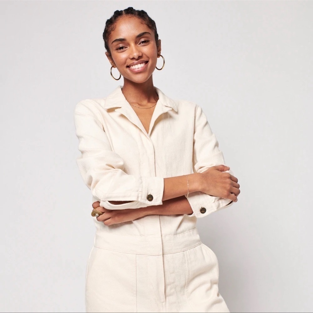Faherty Overland Twill Jumpsuit Natural Off White Cream Size XS - Picture 3 of 11